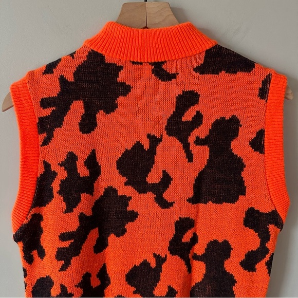 Bob Fratzke Winona Vintage Blaze Orange Camo Knit Vest Full Zip Hunting Gorpcorp - Picture 6 of 13